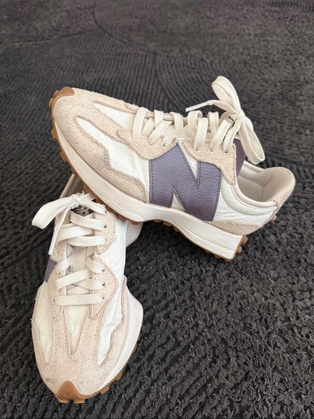New Balance Women's Cream and Purple Trail-Style Sneakers